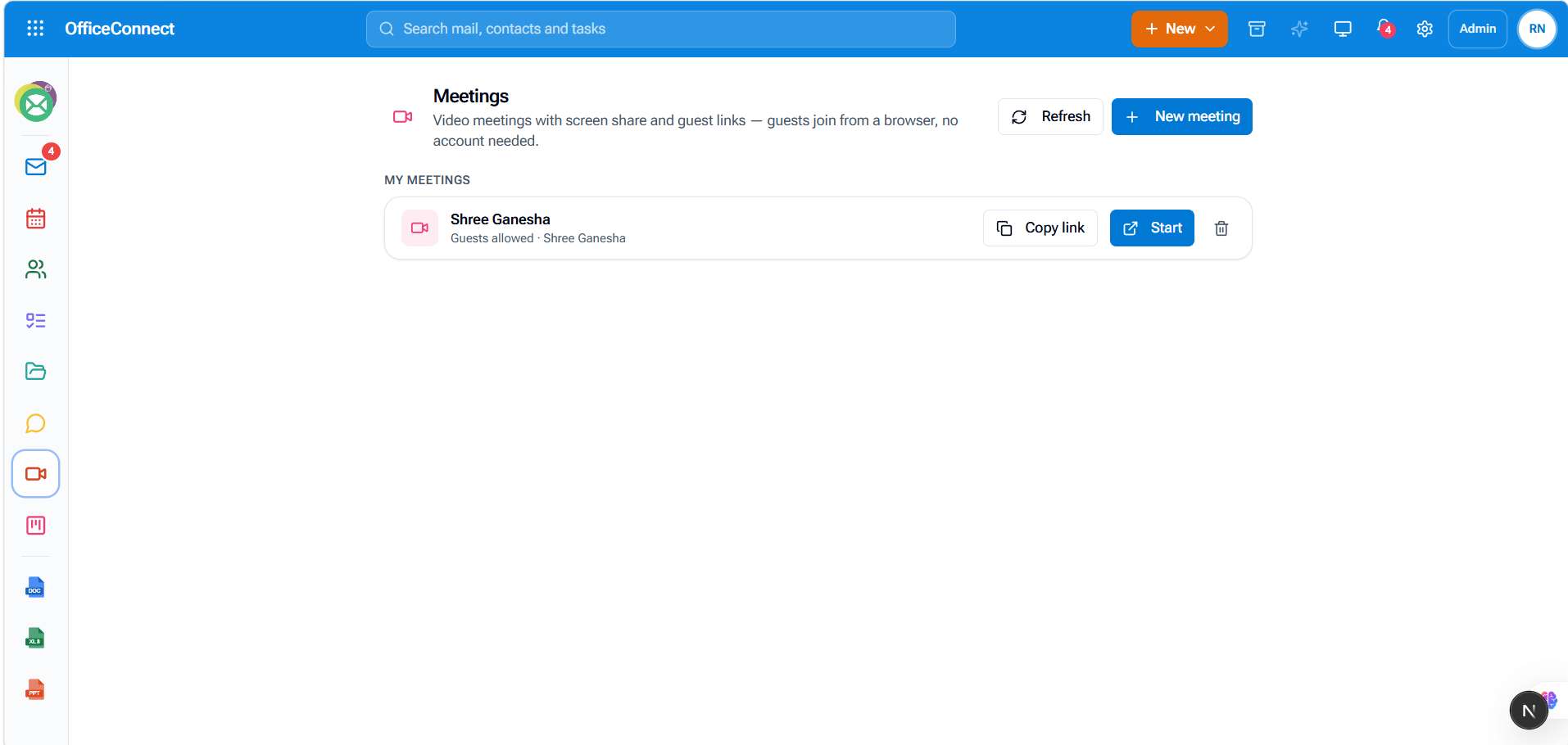 OfficeConnect browser-based meeting interface for online business video calls